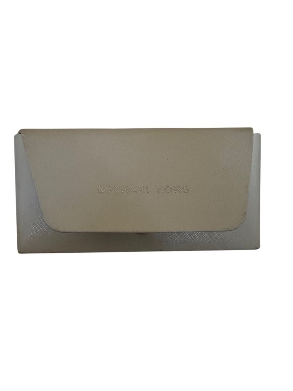Michael Kors Beige Eyeglasses Case With Snap Closure Faux Leather Pre-Owned